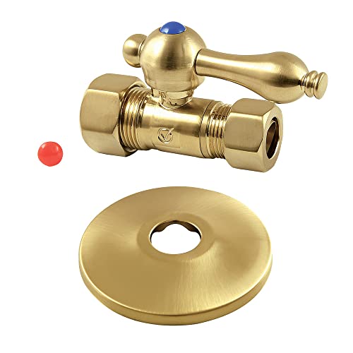 Vanne d'arrêt droite laiton brossé bride rosace 5/8 compression 1/2 - 2