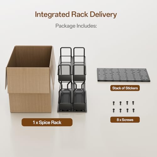 BTGGG 2 Pack Pull Out Spice Rack for Inside Cupboard 2 Tier Sliding Spice Rack Vertical Pull Out Cabinet Organiser Rack Easy to Install Metal Spice Seasoning Organiser for Kitchen Cupboard Cabinet - Image 5