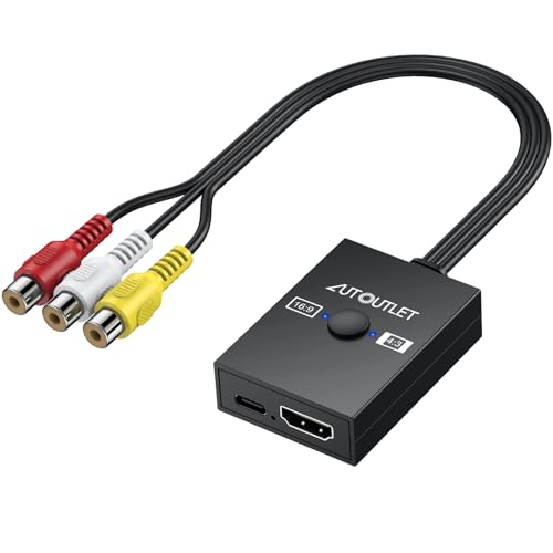 【Conversione 16:9/4:3】L'adattatore AUTOUTLET AV a HDMI ha un interruttore di formato di immagine. Con un semplice tocco puoi passare facilmente tra le modalità widescreen tradizionali 4:3 e 16:9. Ripristina perfettamente il formato di immagine originale dei film Vintage e delle console retrò, eliminando la distorsione e la distorsione dei personaggi