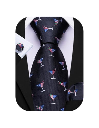 Image of Barry.Wang Fun Animal Ties for Men Designer Handkerchief Cufflink WOVEN Casual Necktie Set Festival