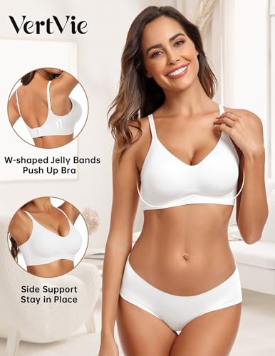 Vertvie Womens Seamless Jelly Bras No Underwire Comfort Push Up Bras Buttery Soft Wireless Bralette Full Coverage Sports Bra