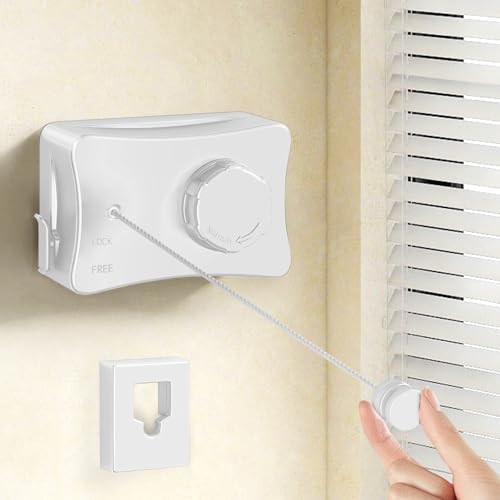 HOHOWU Retractable Outdoor Clothes Line,Heavy Duty Clothes Drying Laundry Line Wall Mounted Stainless Steel Line-16.7 Feets-White