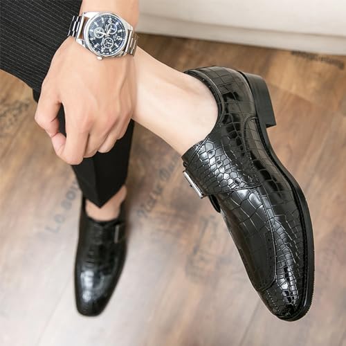 Leather Male Dress Shoes Lace Up Leather Round Toe Low-Top Lug Sole Non Slip Dress Shoes Classic Modern Formal Leather Shoes Casual Loafers2