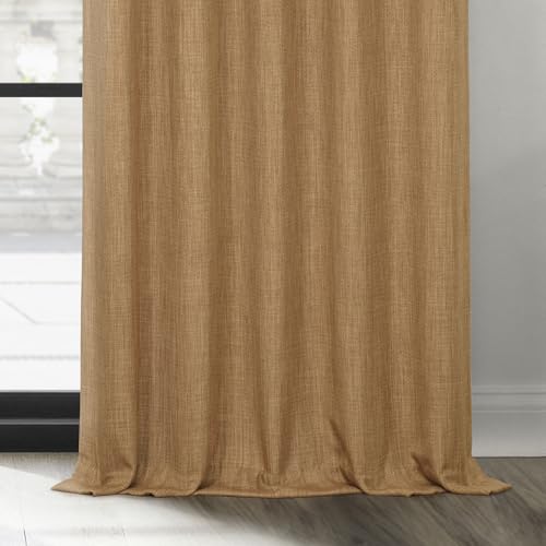 Image of HPD Half Price Drapes - Faux Linen Curtains for Living Room (2 Panels) - 50W X 96L - Textured Room Darkening Curtains for Bedroom 96 Inches Long - Drapes for Home Decor, Butterscotch