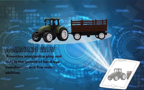 Image of Friction Powered Tractor Trolley Toy for Kids | Farm Tractor Toy with Trailer for Boys & Girls | Push & Go Tractor Vehicle Toy | BIS Certified | NeoKiddo (Dark Green)