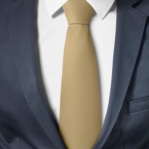 Image of Men's Classic Satin 3.15 inch Soild Color Necktie Wedding Business Tie & Gift Box