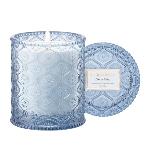 LA JOLIE MUSE Vela Aromática de Menta Citrón, Vela de Cera Natura...