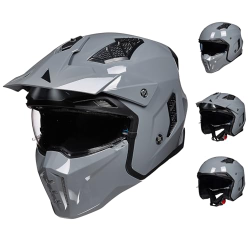 Ilm Casco Moto Motocross Hombre Mujer-Casco Moto Jet Vintage Retro Vespa Patinete Con Visora Homologado Ece,Gris,Xl Ilm Casco Moto Motocross Hombre Mujer-Casco Moto Jet Vintage Retro Vespa Patinete Con Visora Homologado Ece,Gris,Xl