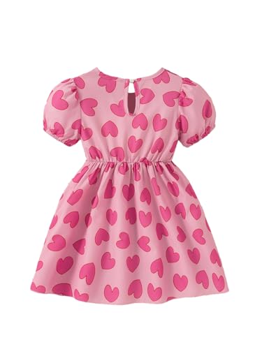 Little Girl Summer Dress 2025 Puff Sleeve Girls Casaul Printed A-line Bow Sundress2