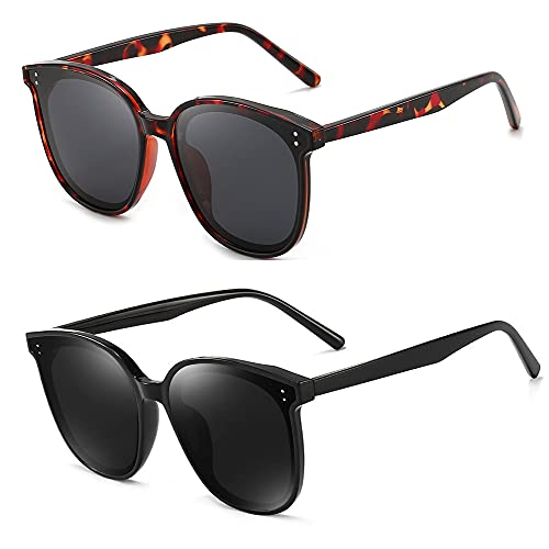 Óculos de sol quadrados grandes para mulheres com lentes planas e óculos de sol vintage da Dollger, C:black +Leopard, 48