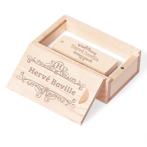 Clé USB 3.0 256 Go en bois massif avec son coffret cadeau gravé pour mariage