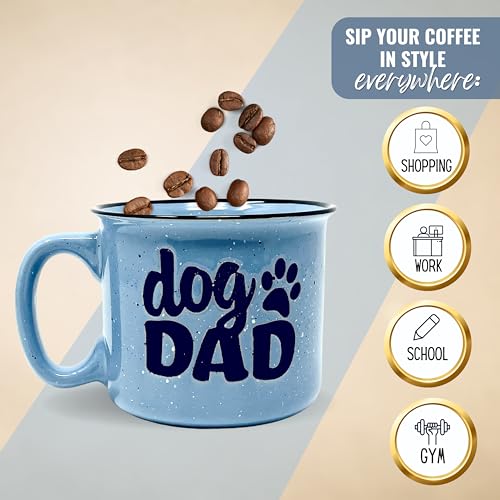 Taza de café cerámica azul 14 oz para amantes de perros miniatura 6