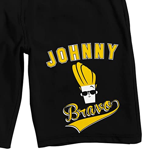 Johnny Bravo Logo Men's Black Sleep Pajama Shorts2