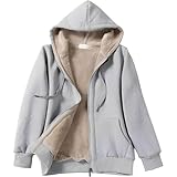 [エンプティオ] 前開き 裏ボア パーカー ストリート 長袖 ジップアップ スポーツ トップス フード 暖かい レディース フルジップ アウトドア 上着 アメカジ あったか ゆるカジ オシャレ 紳士 ウェア 厚め ジッパー アウター ポケット ジャンバー ゆったりスタイル トレーナー スウェット レトロ モード系 ミリタリー 学生 防寒 キャンプ サブカル 筋トレ 母の日 (L) ライトグレー