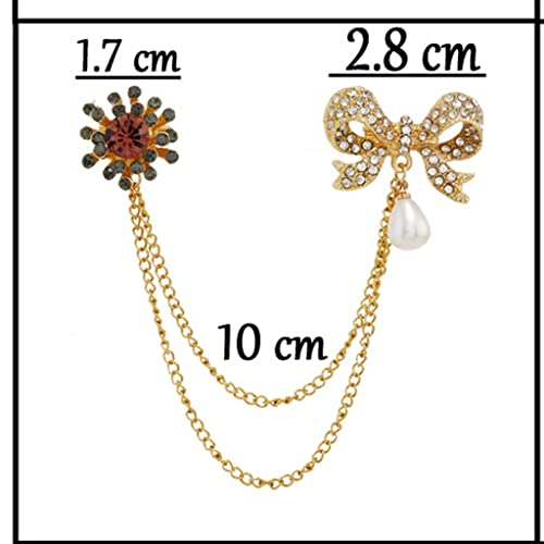 Broche anti-bâillement pour col de chemise et pull avec chaîne perle - 6