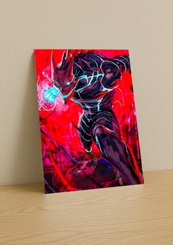Image of NIJUKA Anime Printed A4 Size Metal sheet Poster For Home And Room Decoration | For Anime Art Fans Boys And Girls (Super Power Full Punch Kaiju NO 8)