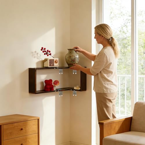 Estantería flotante para salón y baño que organiza tu hogar con un elegante toque rústico 4
