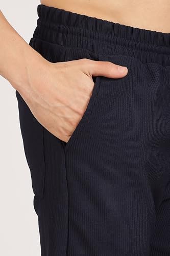 Image of Men's Regular Fit Textured Trousers with Elastic Waistband & Drawstring Closure - Casual & Smart Everyday Pants