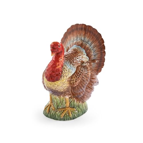 Spode 96oz Turkey-Shaped Soup Tureen - Dolomite Thanksgiving Serveware | Large Table Centerpiece | Decorative Serving Bowl with Lid | Holiday Soup Bowl, For Thanksgiving Dinner and Festive Meals