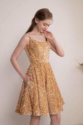 Changuan Sequin Homecoming Dresses for Teens 2025 Sparkly Spaghetti Strap A-line Short Prom Dress Cocktail Formal Party Gowns2