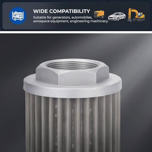Image of Fafeicy WU 100 Hydraulic Oil Suction Filter, Stainless Steel, Tubular Connection, 80x100x180μm Filtration, for Generators