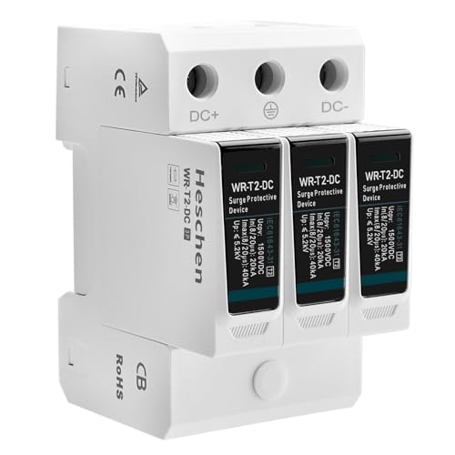Heschen WR-T2-DC 3P 1500V DC 20KA Type T2 Fire Retardant DC Surge Protector 35mm DIN Rail Mounted TUV CB Certified