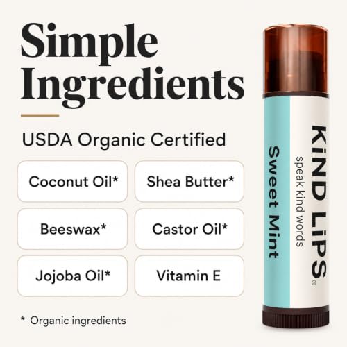Image of Kind Lips Organic Lip Balm Variety Pack (5 Flavors) - Natural Lip Balm | Non Toxic, Petroleum Free, Simple & Clean Ingredients, Effective Lip Care