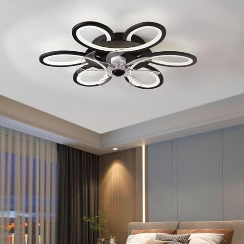 Image of Ceiling Fan Light Fixture for 8-12M2 Mute Fan Lamp for Cafe Living Room Dorm black|Ceiling Fans|Home & Garden