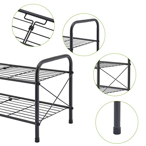 Hoctieon 2 Tier Shoe Rack For Closet, Shoe Rack Freestanding, Entryway Shoe Shelf, Shoe Storage Organizer, Durable Mesh Style Shoe Rack, Space Save For Garage, Hallway, Bedroom, Living Room, Wardrobe #TOP5