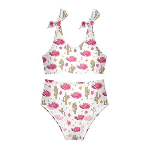 Toddler Girls Bikini Set Cowboy Hats Cacti Swimsuits Kid Bowknot Swimwear 2 Piece Bathing Suit 3-12T3