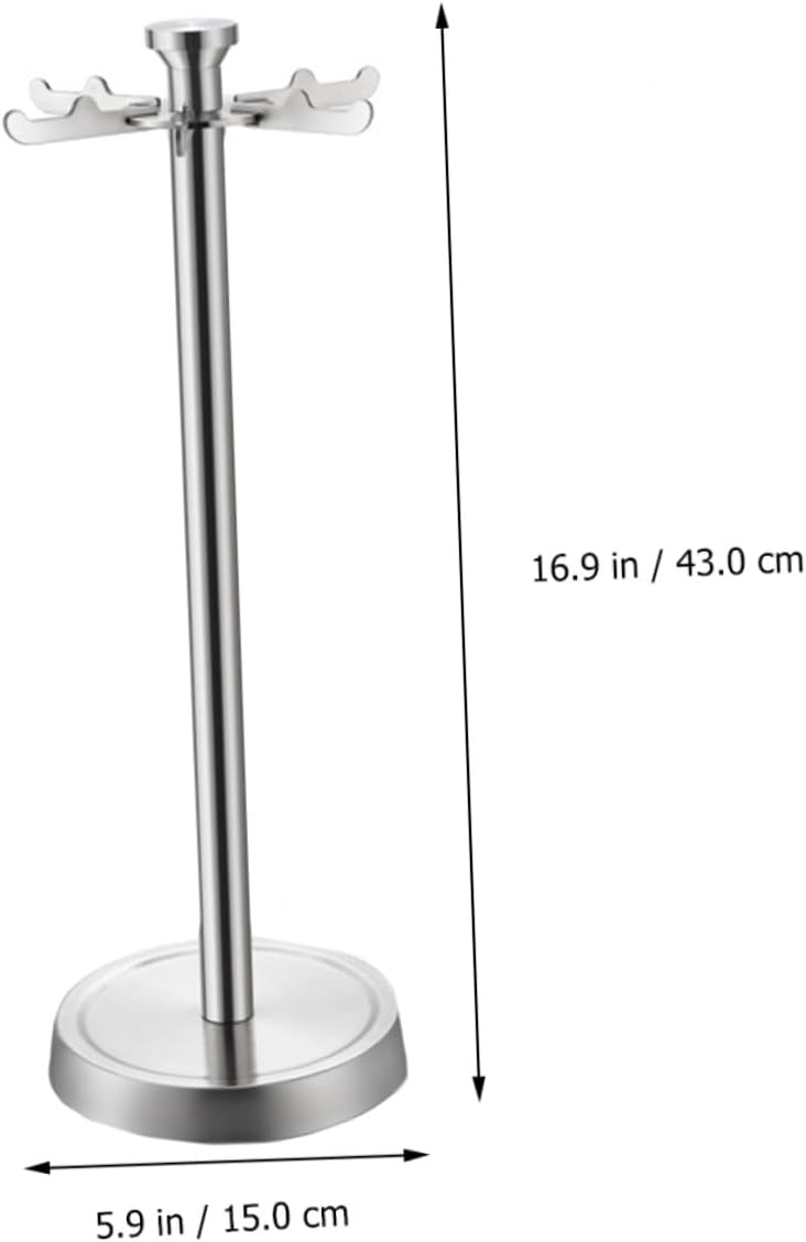 Stainless Steel Kitchen Rack with 6 Hooks, Spoon and Spatula Organizer, Floor-standing Utensil Storage Rack for Home Kitchen Cooking Tools