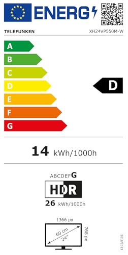 TELEFUNKEN Fernseher 24 Zoll Smart TV VIDAA XH24VP550M-W HD Fernseher, HDR TV mit integriertem Triple-Tuner, LED TV weiß TELEFUNKEN Fernseher 24 Zoll Smart TV VIDAA XH24VP550M-W HD Fernseher, HDR TV mit integriertem Triple-Tuner, LED TV weiß