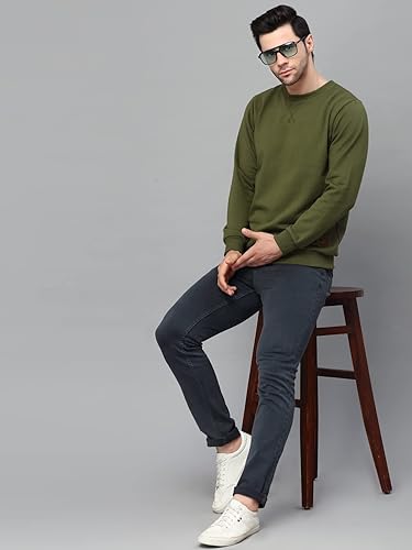 Image of Rigo Fleece Printed Round Neck Sweatshirt for Men | Full Sleeves Sweatshirt for Men | Casual Wear & Stylish Sweatshirts for Men