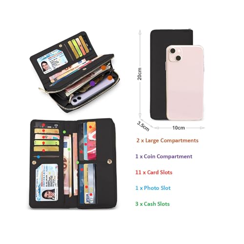 Wallets for Women,Vegan Leather Card Holder Bifold Womens Wallet,Large Capacity Wallet Women Zipper Coins Pocket with ID Window2