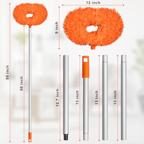 Image of Eunice Ceiling Fan Cleaner Duster with Extension Pole, Orange 4.2FT