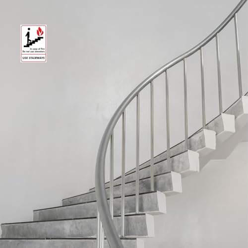 Image of CVANU Use Stairways Warning Safety Self-Adhesive Waterproof PVC Vinyl Sign Sticker Size (11.7inchX8.3inch) Pack of 5