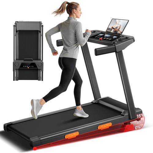 UMAY Cinta de Correr Plegable con Inclinación, Cinta de Andar Plegable,Caminadora Electrica para Casa Equipado con un Motor de 3,0 CV y Pantalla LED,Máximo 136KG
