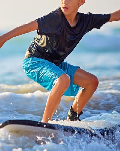 JOCMIC Boys Rash Guard Short Sleeve Swim Shirts UPF 50+ Quick Dry Athletic Kids Rashguard 5