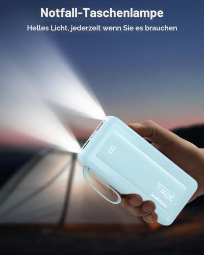 Powerbank 27000mAh mit 4 integrierten Kabel, 30W USB C Schnellladefunktion – Ansicht 4