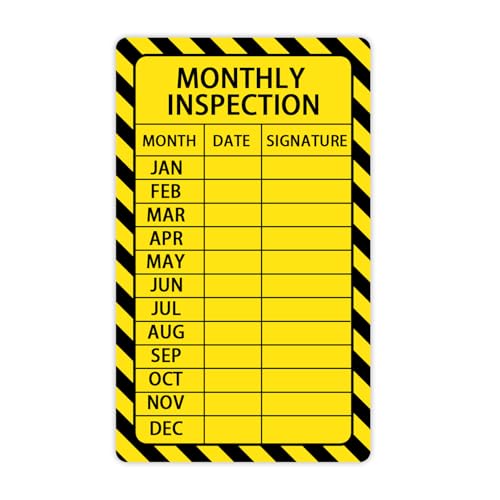 50 Stück monatliche Inspektionsaufkleber, 7,6 x 12,7 cm, langlebig, wetterfest, Sicherheitsetiketten für Einrichtungen, Maschinen und Feuerlöscher-Wartung