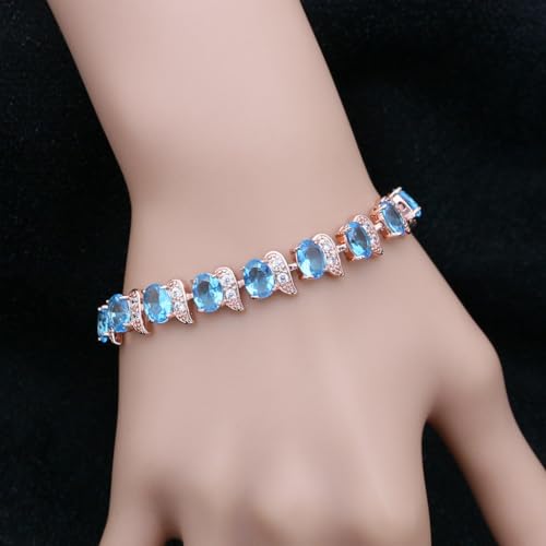 Image of LMXXVJ Fashion Tennis Bracelet Created Emerald White Gold Plated Charm Bracelet Gifts Jewelry for Women