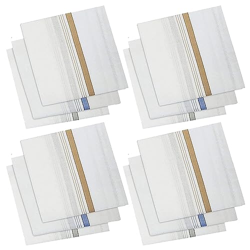 Kuber Industries Premium Cotton Handkerchief Set for Men & Boys - Pack of 12 with White Border