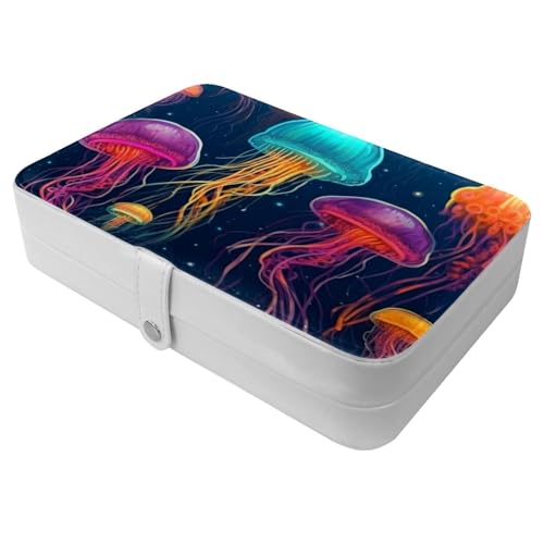 Portagioie portatile con meduse marine 1383 una grande custodia organizer per anelli orecchini collane perfetto per ragazze e donne confezione da 1 Multicolore