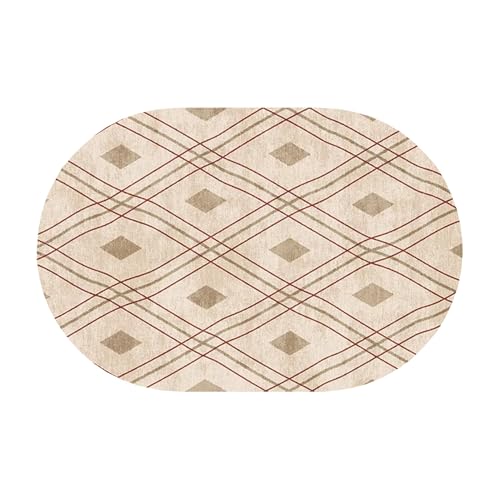 Alfombra ovalada moderna de pelo corto, textil antideslizante lavable para el dormitorio 5