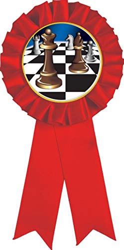 Chess Red Rosette Ribbon, Chess Tournament Trophy Ribbon Award Prize