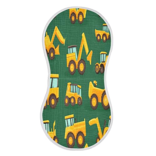 Yellow Truck Burp Cloths Cotton Baby Washcloths,Large 22x11in Burping Cloth Absorbent and Soft for Newborn Baby Boys and Girls,2 Pack