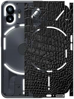 AtOdds - Full Body Back Screen Guard Protector Film - 3D Textured Lamination Wrap Skin Sticker for Nothing Phone 2 (5G) | Scratchproof Matte Finish (Design - Black Crocodile)