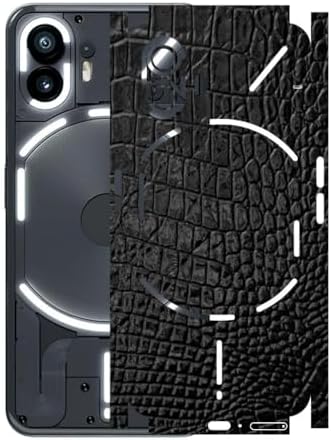 AtOdds - Full Body Back Screen Guard Protector Film - 3D Textured Lamination Wrap Skin Sticker for Nothing Phone 2 (5G) | Scratchproof Matte Finish (Design - Black Crocodile)