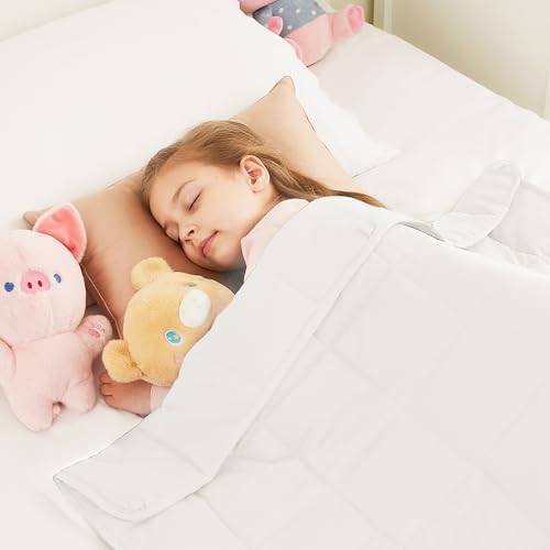 HOSUKKO Weighted Blanket - 5 lbs White Heavy Blanket - Breathable Blanket(36 * 48 inches 5 lbs)