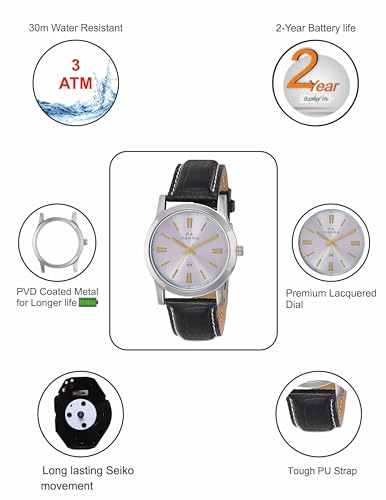 Image of Maxima Leather Analog Multi-Colour Dial Men Watch-O-49562Lmgi, Black Band